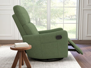 English Elm Manual Swivel Rocker Recliner with Velvet Upholstery for Nursery or Living Room W1028P463157