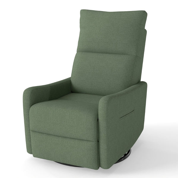 English Elm Manual Swivel Rocker Recliner with Velvet Upholstery for Nursery or Living Room W1028P463157