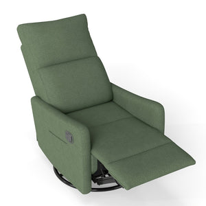 English Elm Manual Swivel Rocker Recliner with Velvet Upholstery for Nursery or Living Room W1028P463157