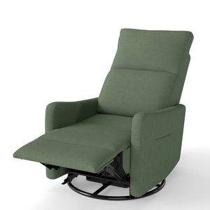 English Elm Manual Swivel Rocker Recliner with Velvet Upholstery for Nursery or Living Room W1028P463157