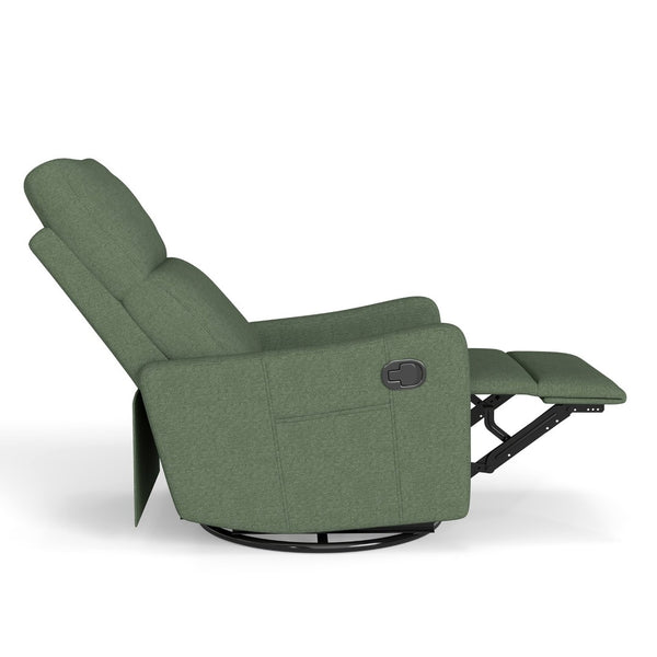 English Elm Manual Swivel Rocker Recliner with Velvet Upholstery for Nursery or Living Room W1028P463157