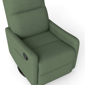 English Elm Manual Swivel Rocker Recliner with Velvet Upholstery for Nursery or Living Room W1028P463157