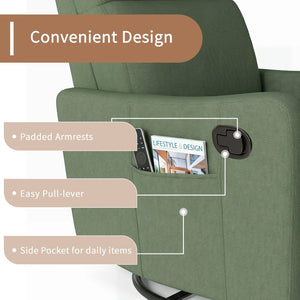 English Elm Manual Swivel Rocker Recliner with Velvet Upholstery for Nursery or Living Room W1028P463157