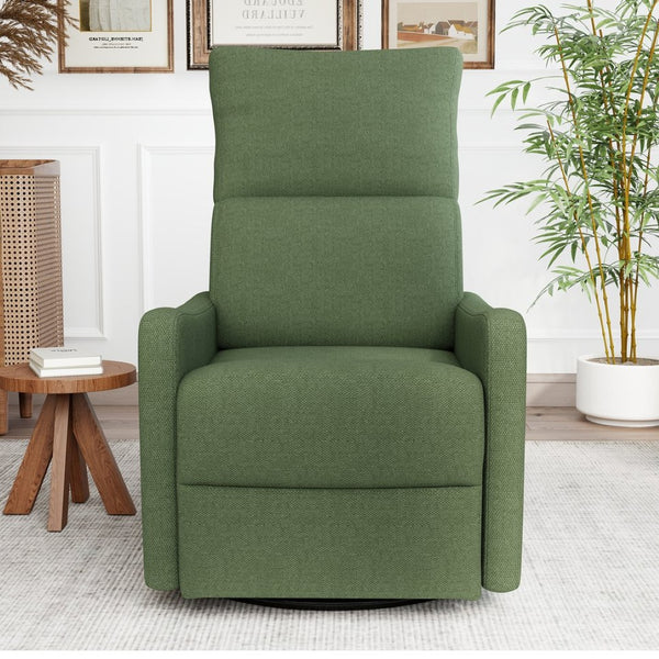 English Elm Manual Swivel Rocker Recliner with Velvet Upholstery for Nursery or Living Room W1028P463157