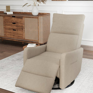 English Elm Manual Swivel Recliner with 360 Rotation Velvet Upholstery Nursery or Living Room Glider Brown W1028P463160