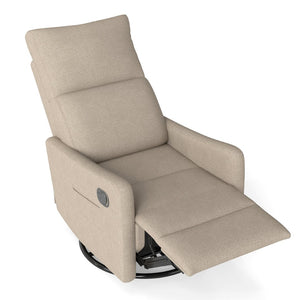 English Elm Manual Swivel Recliner with 360 Rotation Velvet Upholstery Nursery or Living Room Glider Brown W1028P463160