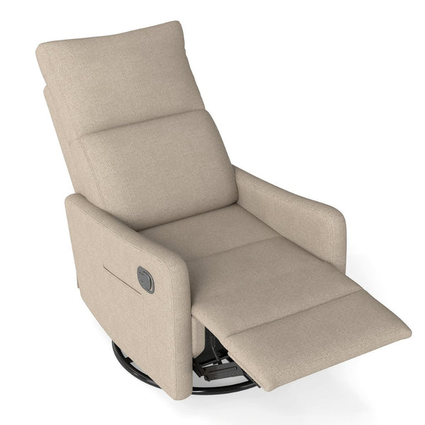 English Elm Manual Swivel Recliner with 360 Rotation Velvet Upholstery Nursery or Living Room Glider Brown W1028P463160
