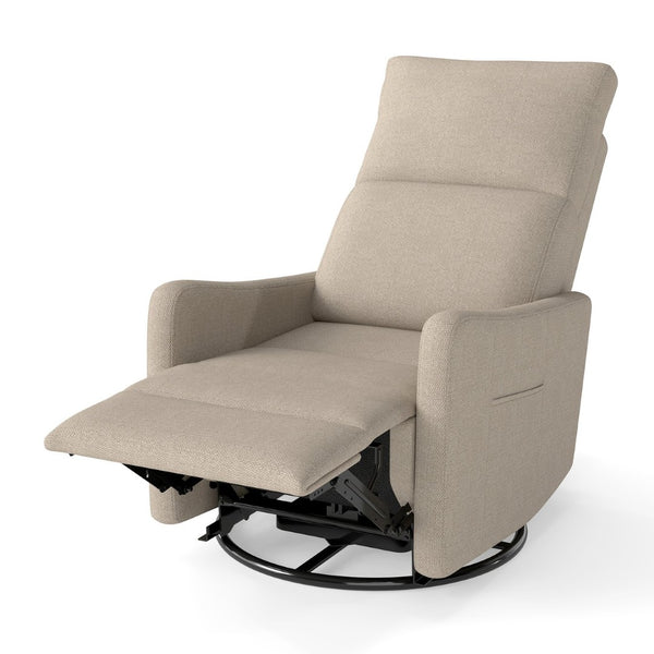 English Elm Manual Swivel Recliner with 360 Rotation Velvet Upholstery Nursery or Living Room Glider Brown W1028P463160