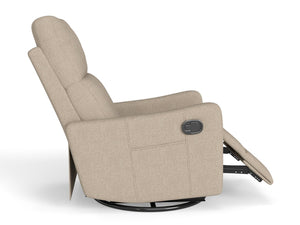 English Elm Manual Swivel Recliner with 360 Rotation Velvet Upholstery Nursery or Living Room Glider Brown W1028P463160