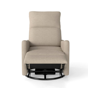 English Elm Manual Swivel Recliner with 360 Rotation Velvet Upholstery Nursery or Living Room Glider Brown W1028P463160