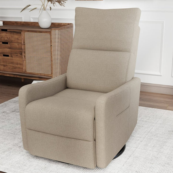 English Elm Manual Swivel Recliner with 360 Rotation Velvet Upholstery Nursery or Living Room Glider Brown W1028P463160