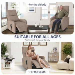 English Elm Power Lift Recliner Chair with Velvet Cushioning and Remote for Senior Living Room Brown W1028P547377