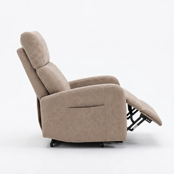 English Elm Power Lift Recliner Chair with Velvet Cushioning and Remote for Senior Living Room Brown W1028P547377