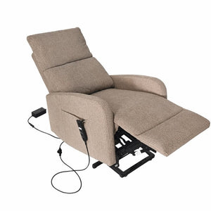 English Elm Power Lift Recliner Chair with Velvet Cushioning and Remote for Senior Living Room Brown W1028P547377