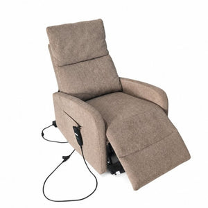 English Elm Power Lift Recliner Chair with Velvet Cushioning and Remote for Senior Living Room Brown W1028P547377