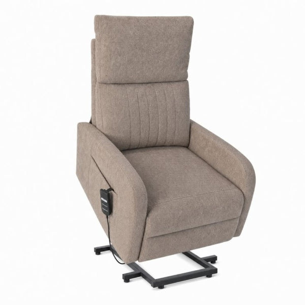 English Elm Power Lift Recliner Chair with Velvet Cushioning and Remote for Senior Living Room Brown W1028P547377