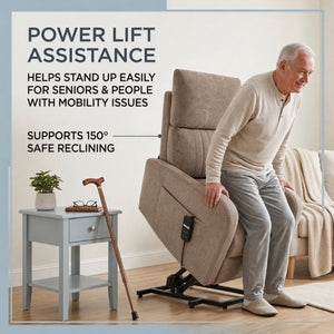 English Elm Power Lift Recliner Chair with Velvet Cushioning and Remote for Senior Living Room Brown W1028P547377