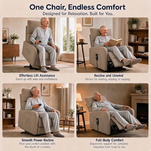 English Elm Power Lift Recliner Chair with Velvet Cushioning and Remote for Senior Living Room Brown W1028P547377