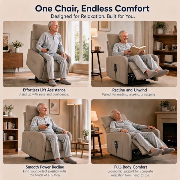 English Elm Power Lift Recliner Chair with Velvet Cushioning and Remote for Senior Living Room Brown W1028P547377