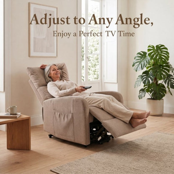 English Elm Power Lift Recliner Chair with Velvet Cushioning and Remote for Senior Living Room Brown W1028P547377
