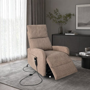 English Elm Power Lift Recliner Chair with Velvet Cushioning and Remote for Senior Living Room Brown W1028P547377
