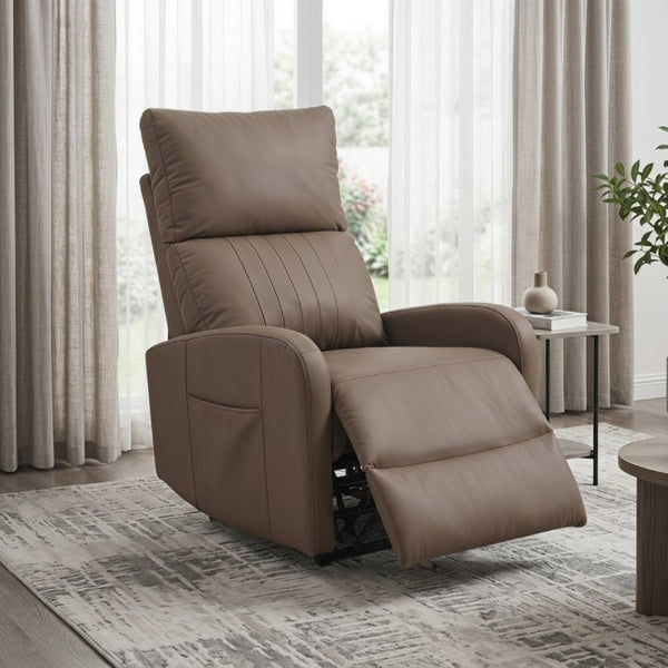 English Elm Power Lift Recliner Chair for Seniors PU Faux Leather with Remote and Side Pocket Brown W1028P547807