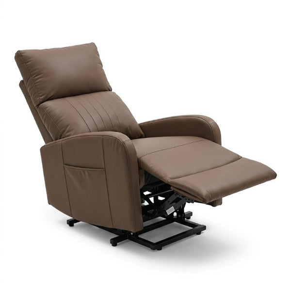 English Elm Power Lift Recliner Chair for Seniors PU Faux Leather with Remote and Side Pocket Brown W1028P547807