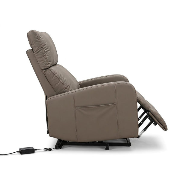 English Elm Power Lift Recliner Chair for Seniors PU Faux Leather with Remote and Side Pocket Brown W1028P547807
