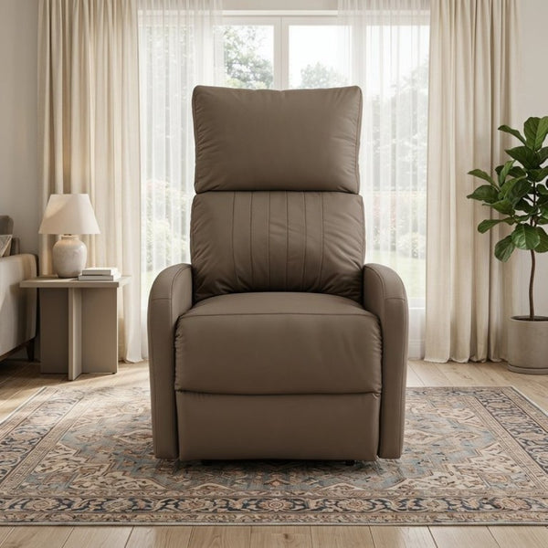 English Elm Power Lift Recliner Chair for Seniors PU Faux Leather with Remote and Side Pocket Brown W1028P547807