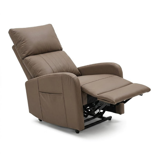 English Elm Power Lift Recliner Chair for Seniors PU Faux Leather with Remote and Side Pocket Brown W1028P547807