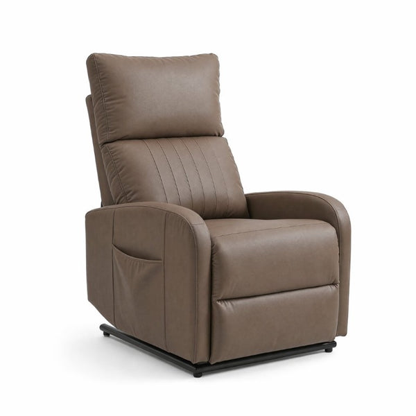 English Elm Power Lift Recliner Chair for Seniors PU Faux Leather with Remote and Side Pocket Brown W1028P547807