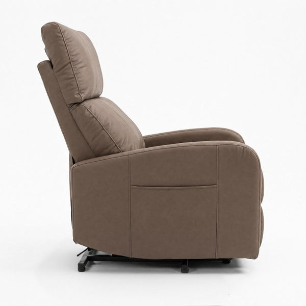 English Elm Power Lift Recliner Chair for Seniors PU Faux Leather with Remote and Side Pocket Brown W1028P547807