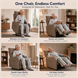 English Elm Power Lift Recliner Chair for Seniors PU Faux Leather with Remote and Side Pocket Brown W1028P547807