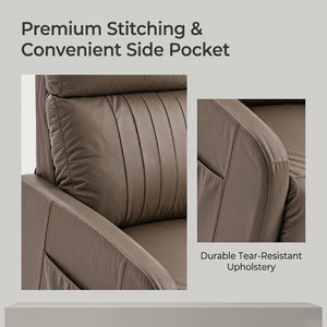 English Elm Power Lift Recliner Chair for Seniors PU Faux Leather with Remote and Side Pocket Brown W1028P547807