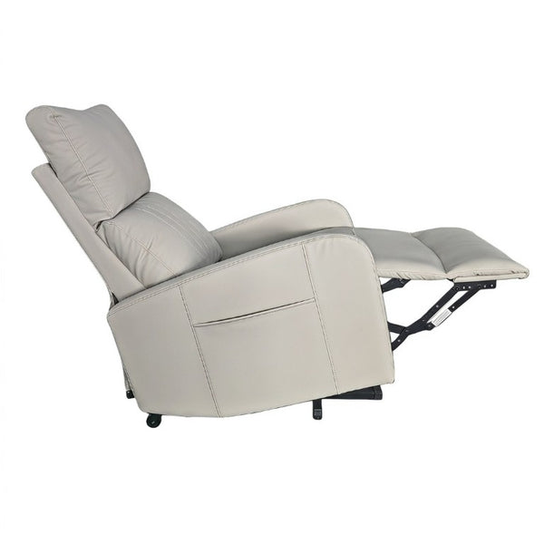English Elm Power Lift Recliner Chair for Seniors PU Faux Leather with Remote and Side Pocket Light Gray W1028P547810