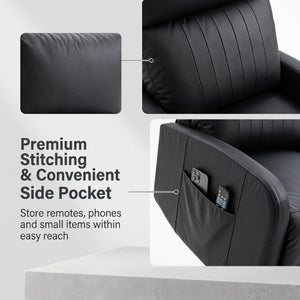 English Elm Power Lift Recliner Chair for Seniors PU Faux Leather with Remote and Side Pocket Black W1028P547812
