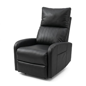 English Elm Power Lift Recliner Chair for Seniors PU Faux Leather with Remote and Side Pocket Black W1028P547812
