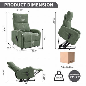 English Elm Power Lift Recliner Chair with Velvet Cushioning and Remote for Senior Living Room Dark Green W1028P551364