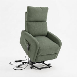 English Elm Power Lift Recliner Chair with Velvet Cushioning and Remote for Senior Living Room Dark Green W1028P551364