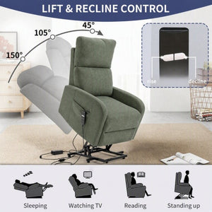 English Elm Power Lift Recliner Chair with Velvet Cushioning and Remote for Senior Living Room Dark Green W1028P551364