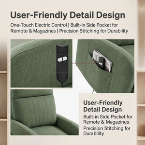 English Elm Power Lift Recliner Chair with Velvet Cushioning and Remote for Senior Living Room Dark Green W1028P551364