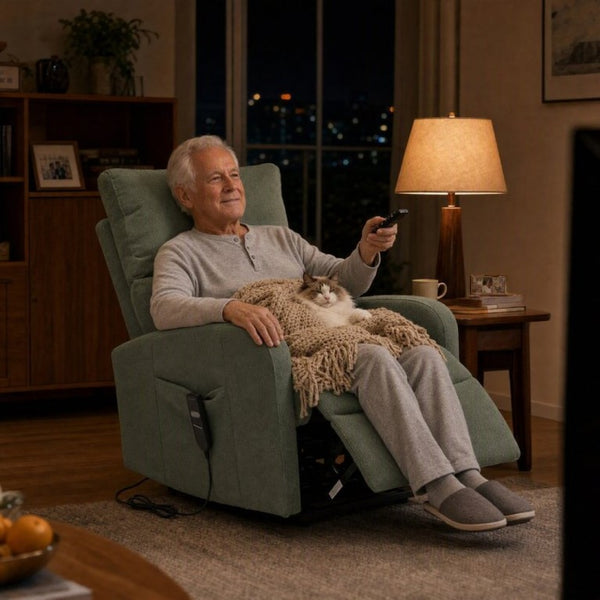 English Elm Power Lift Recliner Chair with Velvet Cushioning and Remote for Senior Living Room Dark Green W1028P551364