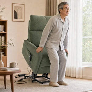 English Elm Power Lift Recliner Chair with Velvet Cushioning and Remote for Senior Living Room Dark Green W1028P551364