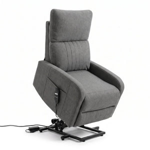English Elm Power Lift Recliner Chair with Velvet Cushioning and Remote for Senior Living Room Dark Gray W1028P551366