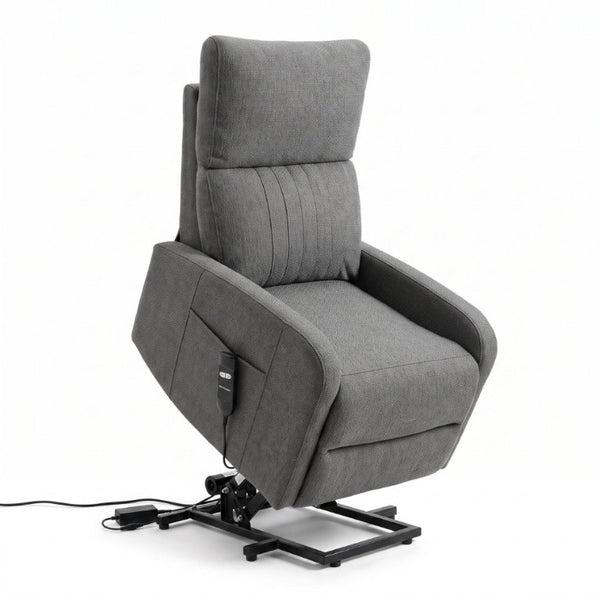English Elm Power Lift Recliner Chair with Velvet Cushioning and Remote for Senior Living Room Dark Gray W1028P551366