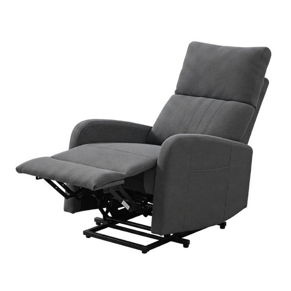 English Elm Power Lift Recliner Chair with Velvet Cushioning and Remote for Senior Living Room Dark Gray W1028P551366