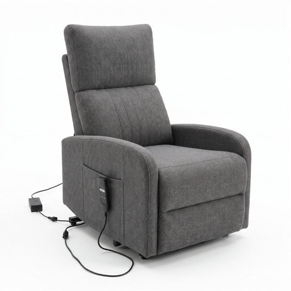 English Elm Power Lift Recliner Chair with Velvet Cushioning and Remote for Senior Living Room Dark Gray W1028P551366