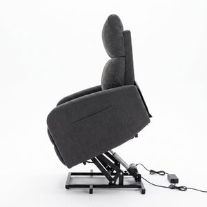 English Elm Power Lift Recliner Chair with Velvet Cushioning and Remote for Senior Living Room Dark Gray W1028P551366