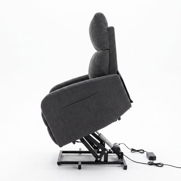 English Elm Power Lift Recliner Chair with Velvet Cushioning and Remote for Senior Living Room Dark Gray W1028P551366