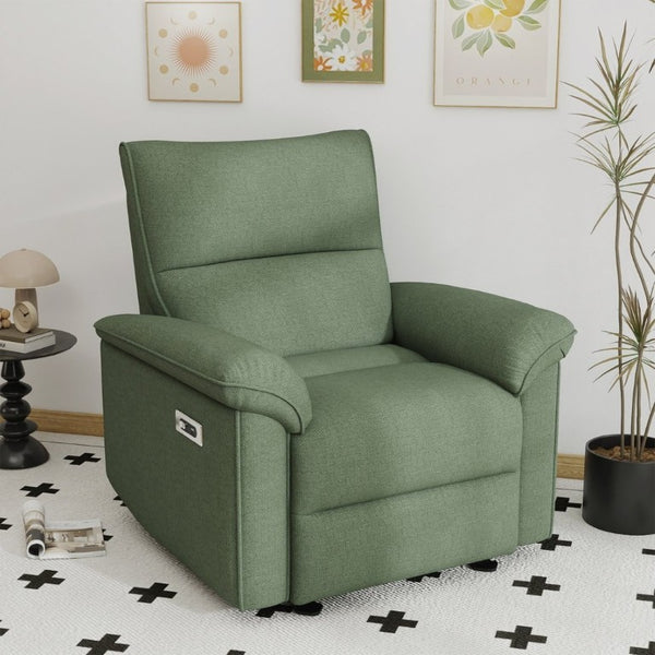 English Elm Wall Hugger Power Recliner Velvet Armchair with USB Charging for Small Spaces W1028S00064